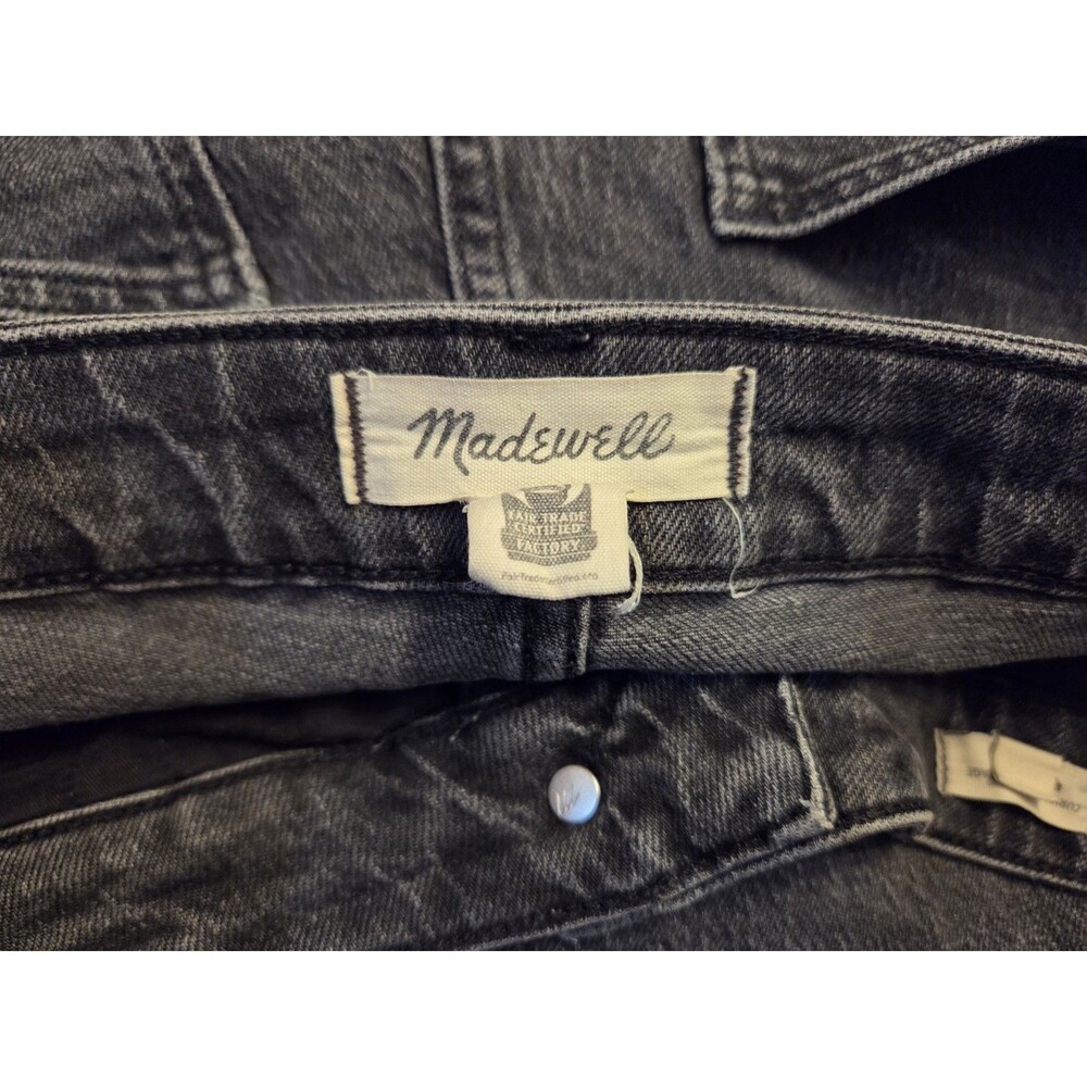 Madewell Curvy Perfect Vintage Straight Jeans Womens 32 Black High Rise Raw Hem - Picture 5 of 10